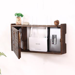Solid Wood Wireless Router Storage Box Wall-mounted Optical Cat TV Wall wifi Set Top Box Storage Rack