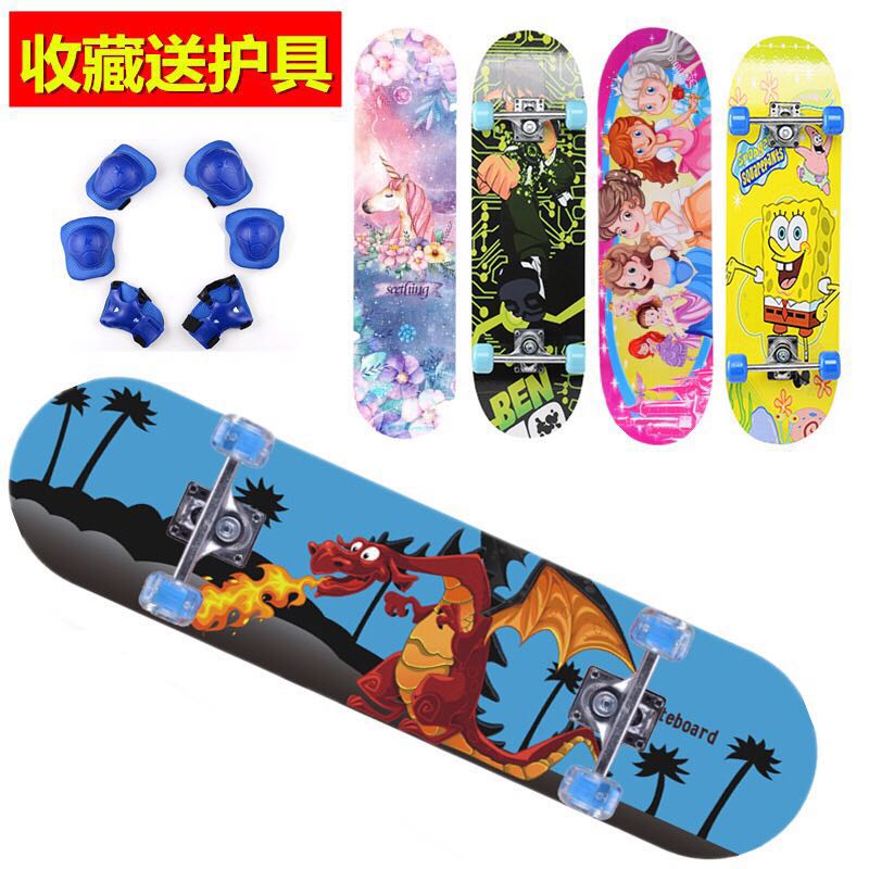 Children's Four-Wheel Scooter Double Rocker Primary School Students Beginners Flash Wheel 4-Wheel Scooter for Men and Women