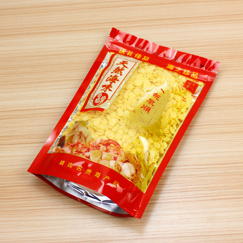 Bolsas de embalaje de marisco, productos secos de marisco, bolsas auto-selladas, pepino de mar, seda de calamar, bolsas de secado autoportantes al por mayor, 100