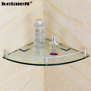 Space Aluminum Glass Rack Bathroom Bathroom Toilet Corner Rack Toilet Wall Hanging Hardware Single-Layer Storage Corner Rack Triangular Shelf