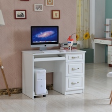N5欧式田园白色烤漆电脑桌办公桌家用简约台式书桌写字台学习桌一