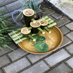 Bamboo Tube Water Flow Device Rockery Fish Tank Stone Trough Water Flow Ornaments Humidification Circulation Oxygenation Filter Feng Shui Wholesale