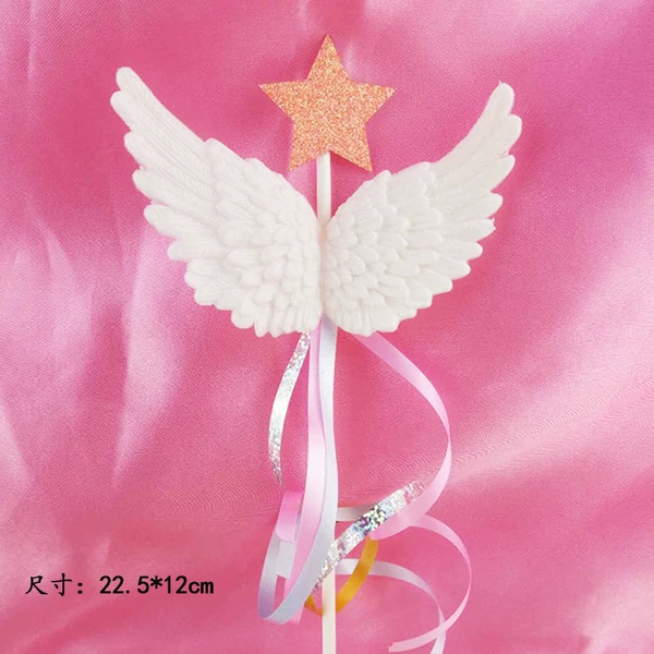 Color pink star ribbon plastic wings
