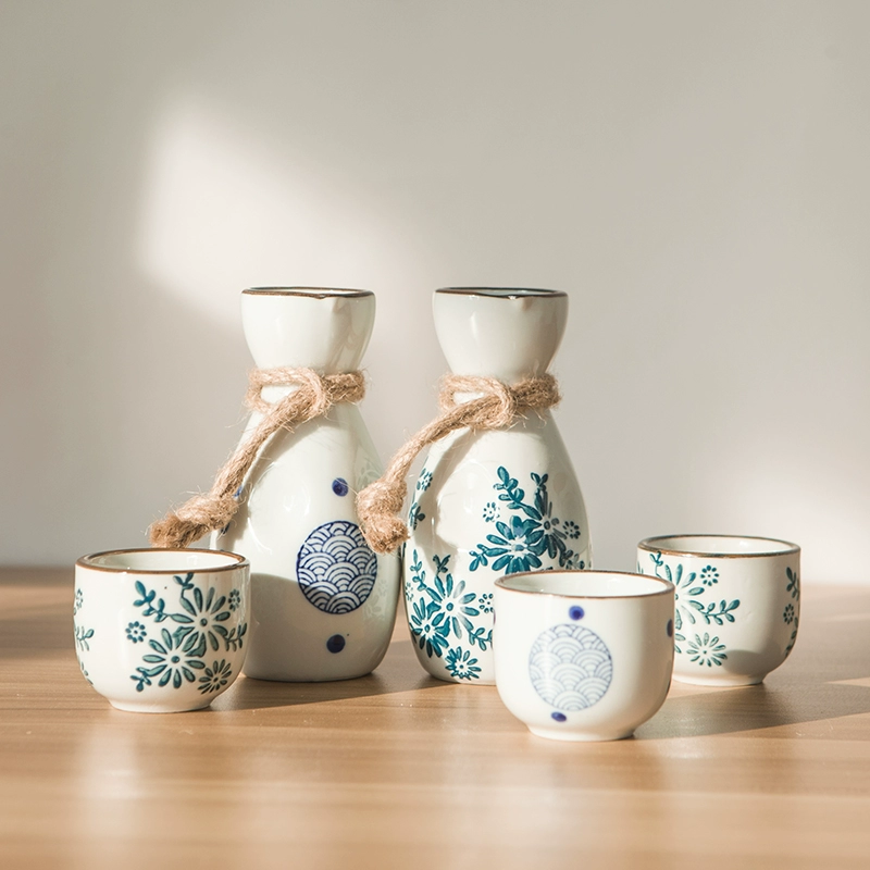 Ceramic retro wineglass, pocket flask