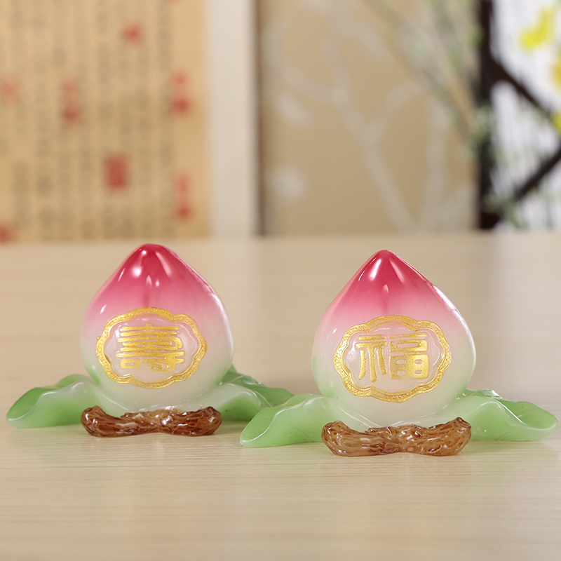 福寿桃摆件送老人生日朋友工艺礼品祝寿礼品家居装饰品佛堂摆件|undefined