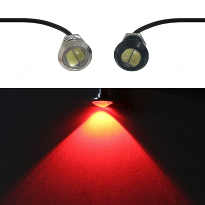 Car Modification 12V High-Power Led Gündüz işıqları - 12v18mm-red-light-1-black-shell