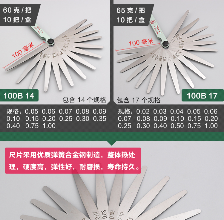 Plug Gauge Crystal Valve Plug Stainless Steel High Precision 0.01-1.0mm Single Piece 0.02-1.0mm Gap Gauge