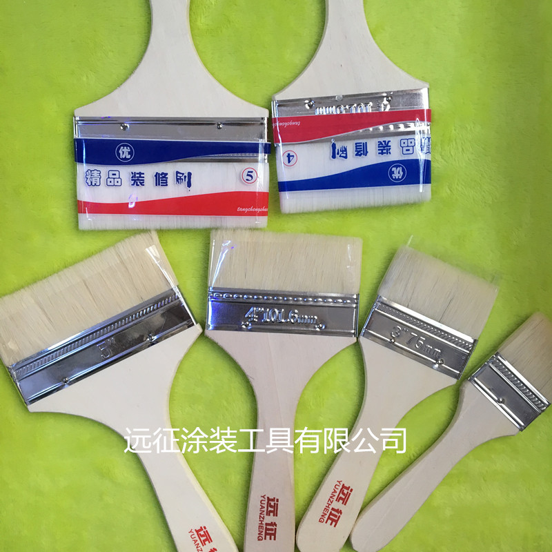 Wool Paint Brush with Wooden Handle, Long Handle, Soft Bristle Brush, Non-Shedding Latex Paint Brush, 3 Inches 4inch 5inch