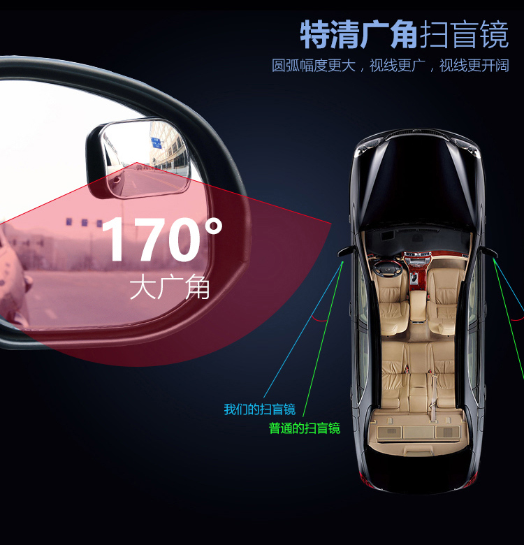 Car rearview mirror, small round mirror, blind spot mirror, high-definition blind area mirror, wide-angle mirror, reversing mirror, auxiliary mirror, adjustable reflector
