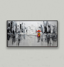 手绘画现代简约抽象装饰画北欧刀画厚油画样板间挂画壁画一路同行