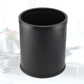 X70T批发KTV垃圾桶双层客房桶 酒店垃圾桶 黑色胶圈垃圾桶 客房阻