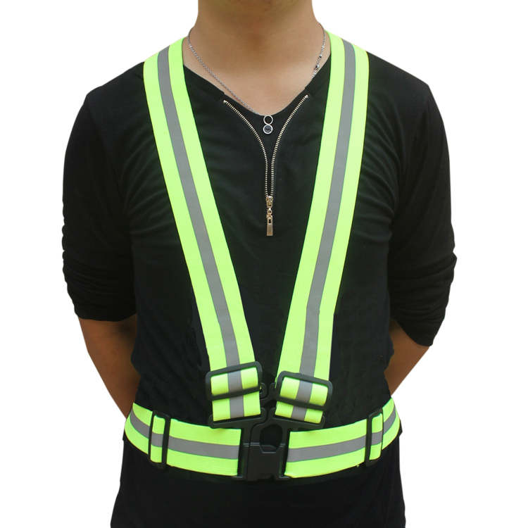 Chaleco reflectante de ciclismo de carrera nocturna chaleco de construcción de saneamiento ambiental chaleco reflectante de tráfico advertencia de seguridad cinturón elástico