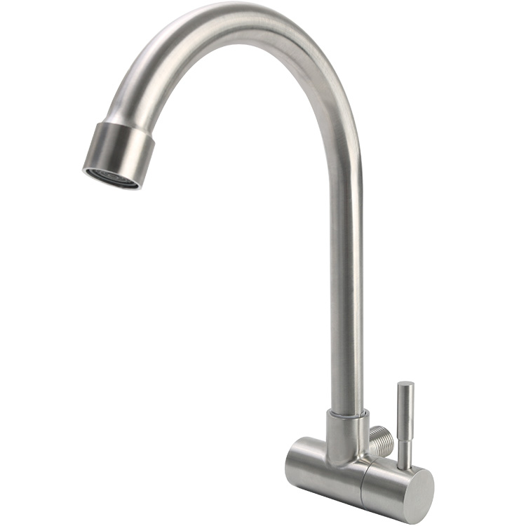 Cocina lavabo de verduras en la pared tipo grifo universal 304 acero inoxidable único grifo de pared fría 4 puntos girar el fregadero image 5