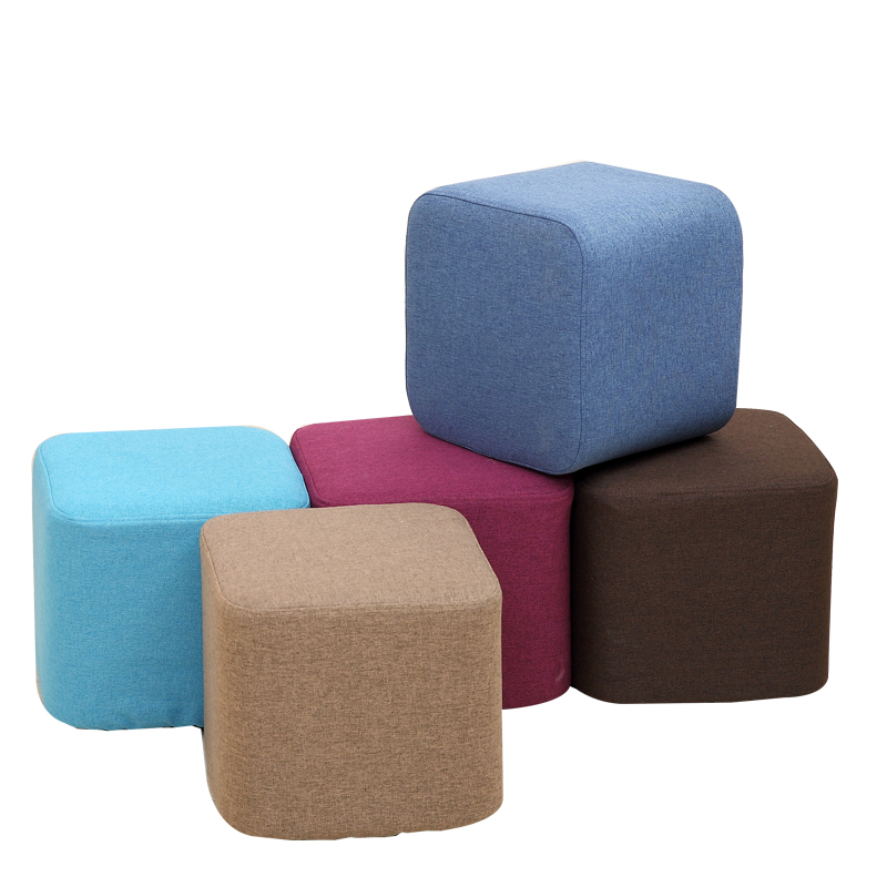 Taburete de tela de madera maciza para cambiar zapatos Taburete de moda Taburete de sofá creativo Taburete de mesa de centro Taburete redondo Taburete de banco pequeño para el hogar