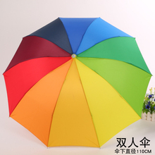 N1CG加大加粗 十鋼骨大傘面 可三人用彩虹傘 三折疊傘雨傘 晴雨傘