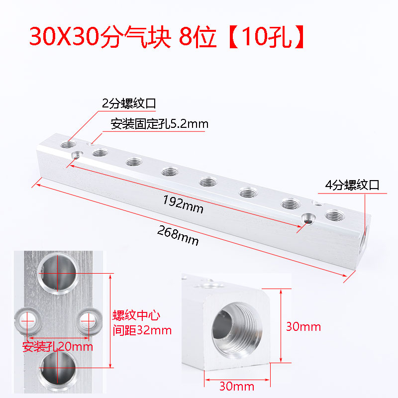 A8L多路分气排分气块汇流板气路分配器分流排直通多管路气管快速-阿里巴巴