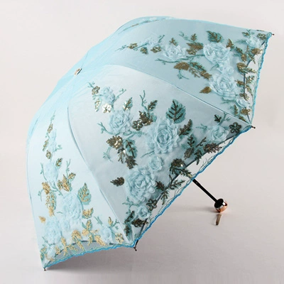Double-layer umbrella solar-powered for princess, sun protection, UV protection, with embroidery