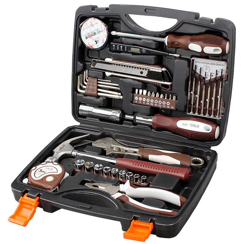 Kit de herramientas de hardware AK Kit de mantenimiento de decoración doméstica Kit de electricista multifuncional combinado manual con taladro eléctrico