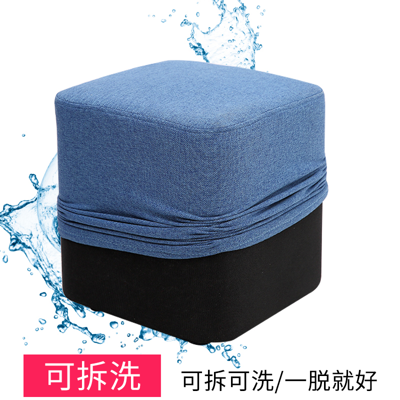 Taburete de tela de madera maciza para cambiar zapatos Taburete de moda Taburete de sofá creativo Taburete de mesa de centro Taburete redondo Taburete de banco pequeño para el hogar