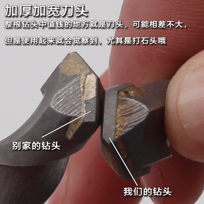 ql@5N圆柄两坑两槽冲击钻头水泥混凝土合金钻头园柄电锤钻头6/8/9