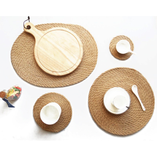 Japanese Style Natural Style Full Linen Straw Round Thickened Anti-scalding Heat Insulation Mat Coaster Plate Mat Pot Mat Place Mat