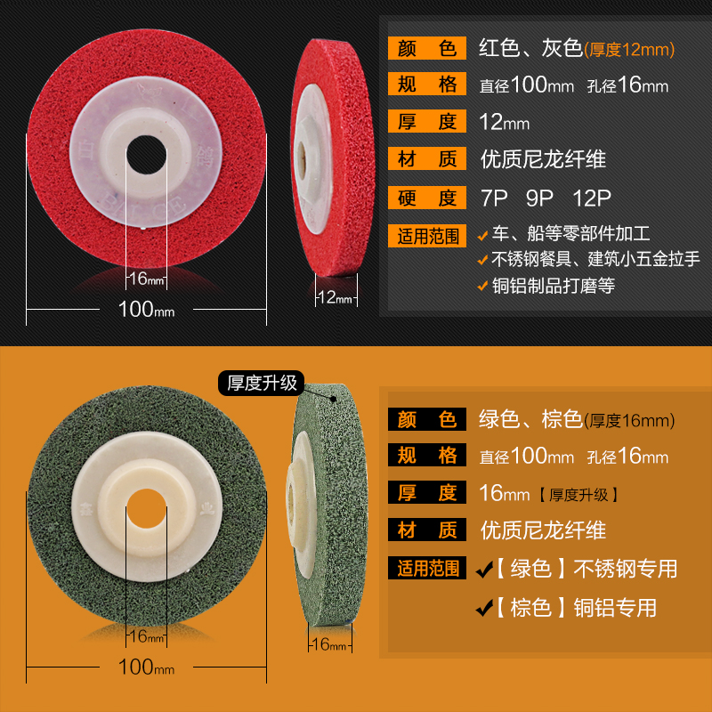 Rueda de pulido de nylon de paloma blanca con rueda de abrasión de fibra de flauta 100 * 16mm / rueda de nylon / rueda de pulido / molino angular