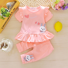 童裝女童套裝寶寶夏裝0-1-3歲夏天衣服嬰兒卡通T恤純棉短袖兩件套