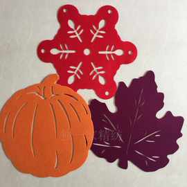 出口欧美防烫隔热毛毡餐垫感恩节圣诞节多款装饰桌垫锅垫杯垫碗垫