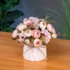 Pink spring tea bud butterfly ceramics
