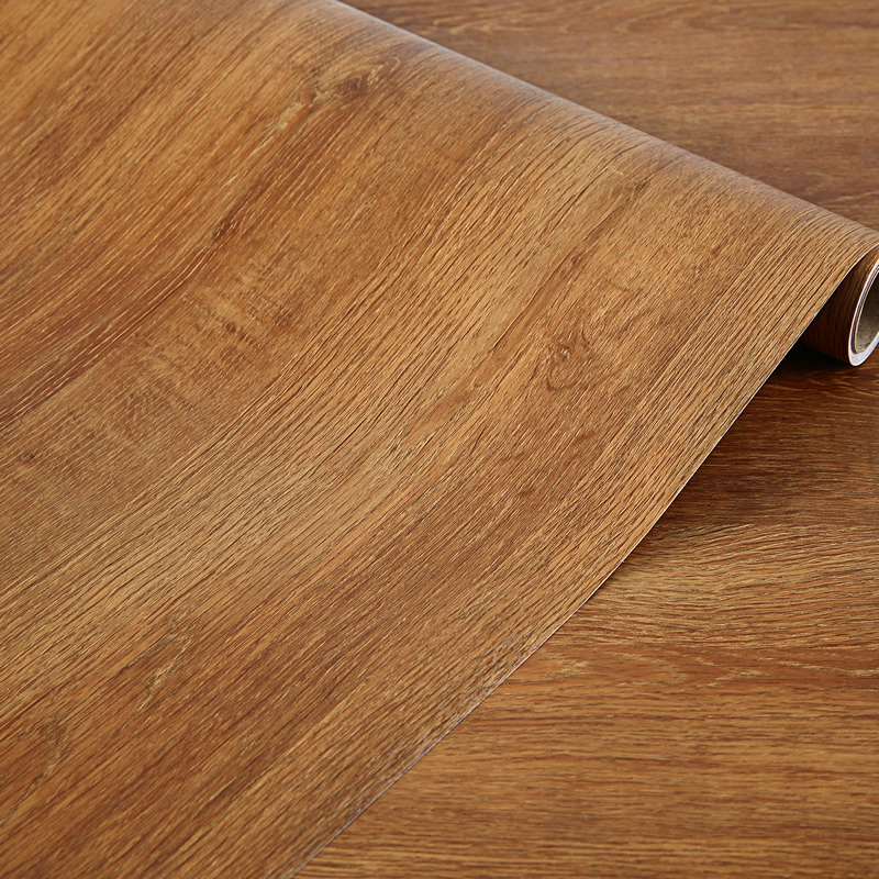 桌面波音软片pvc柜加厚家具翻新贴纸防水自粘墙纸WF棕色贴皮木3D