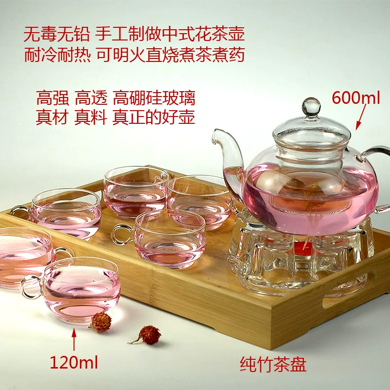 Glass tea set, fruit flavored tea, teapot