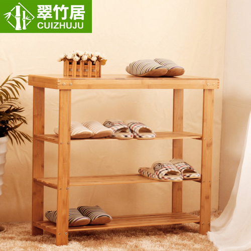 Wholesale Simple Home Entrance Mantel Multi-layer Shoe Rack Low Bench Space-saving Bamboo Shoe Stand Cabinet Wooden