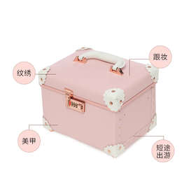 大容量化妆箱密码手提便携化妆包可爱韩版收纳盒跟妆纹绣工具箱
