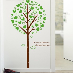 Living room wall white wall green tree trunk wall stickers three-dimensional self-adhesive ugly pvc decorative stickers wallpaper