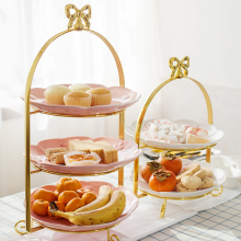 欧式多层甜品台蛋糕架浮雕三层架蛋糕盘点心水果托盘下午茶蛋糕架