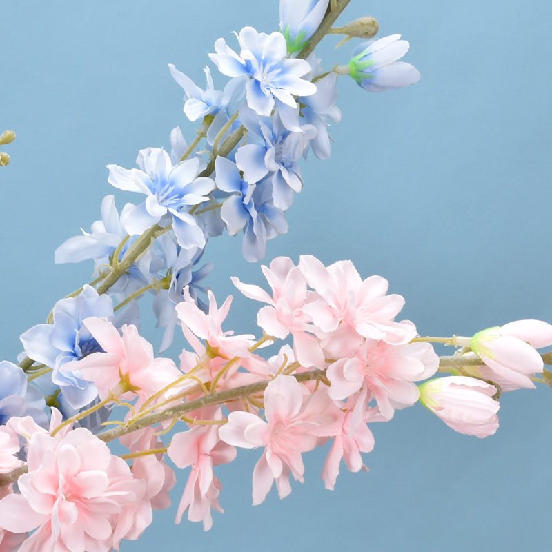 Flocking 2 fork delphinium simulation hyacinth silk flower wedding road lead living room decoration violet factory wholesale - 2