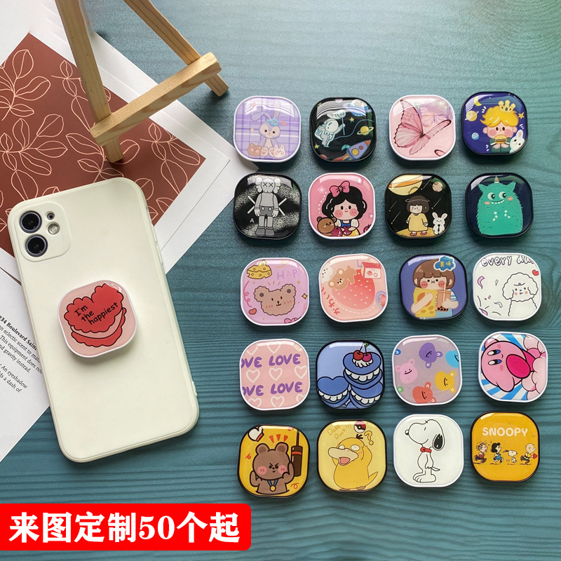 Square Cartoon Drip Airbag Bracket Customized Lazy Desktop Retractable Support Back Sticker Mobile Phone Bracket Customized