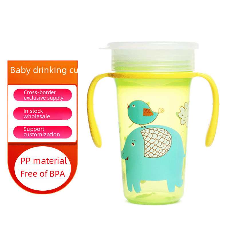 Children's Water Cup Baby Single Layer 360 Drinking Cup Leak-proof Direct Drinking Cup Baby Drop-proof Anti-choking Lip Control Valve Drinking Cup