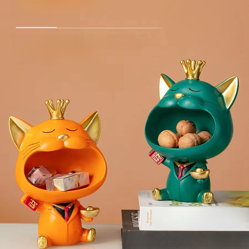 Crown Cat Entrance Key Storage Ornaments Door Entrance Shoe Cabinet Living Room Home Decorations Housewarming Gift - 4