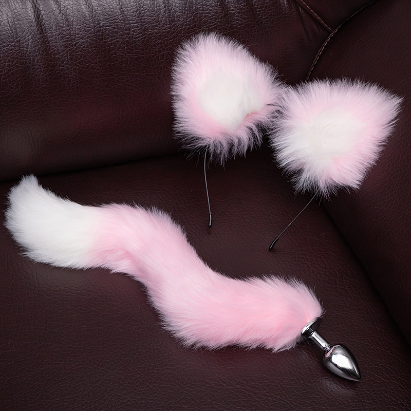 Fun sm supplies fox tail anal plug out fox head band metal anal expander back court toys wholesale - 2