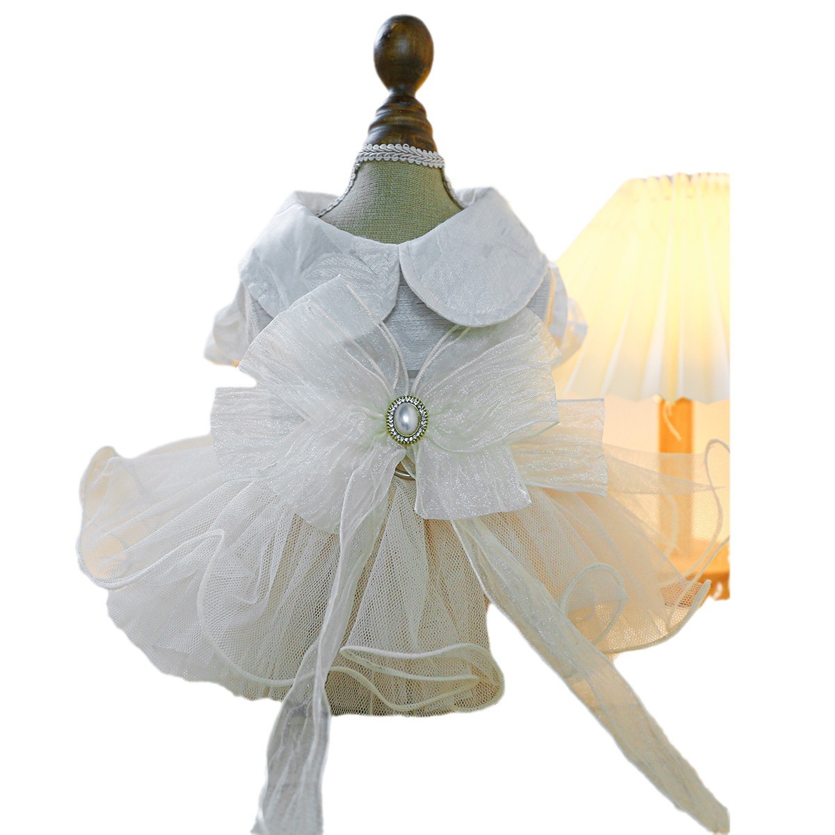 Pet ring dog clothes wholesale spring and summer new small and medium dog princess puffy yarn Figaro wedding dress dress - 4
