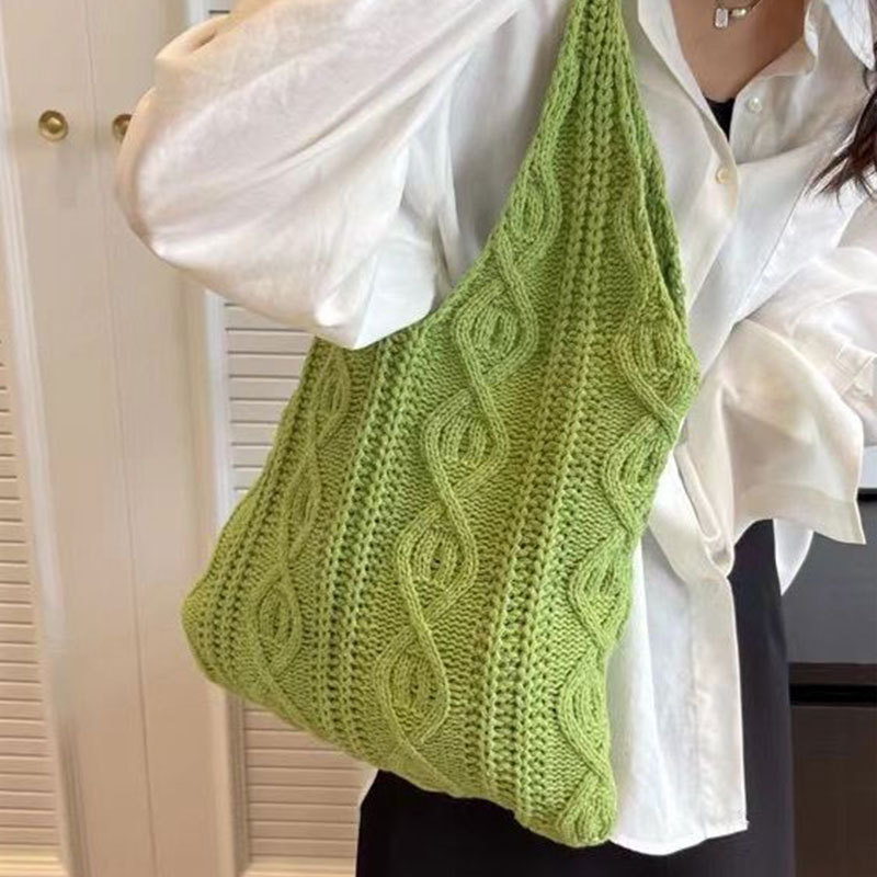 New Cross-border Amazon Foreign Trade Knitted Bag Bag Twist Shoulder Bag Large Capacity Retro Tote Women's Woven Bag - 1