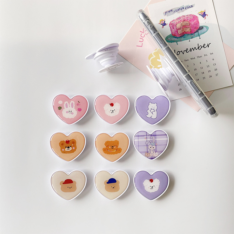 To map custom cartoon strawberry bear glue lazy telescopic desktop mobile phone airbag bracket custom gift LOGO - 2