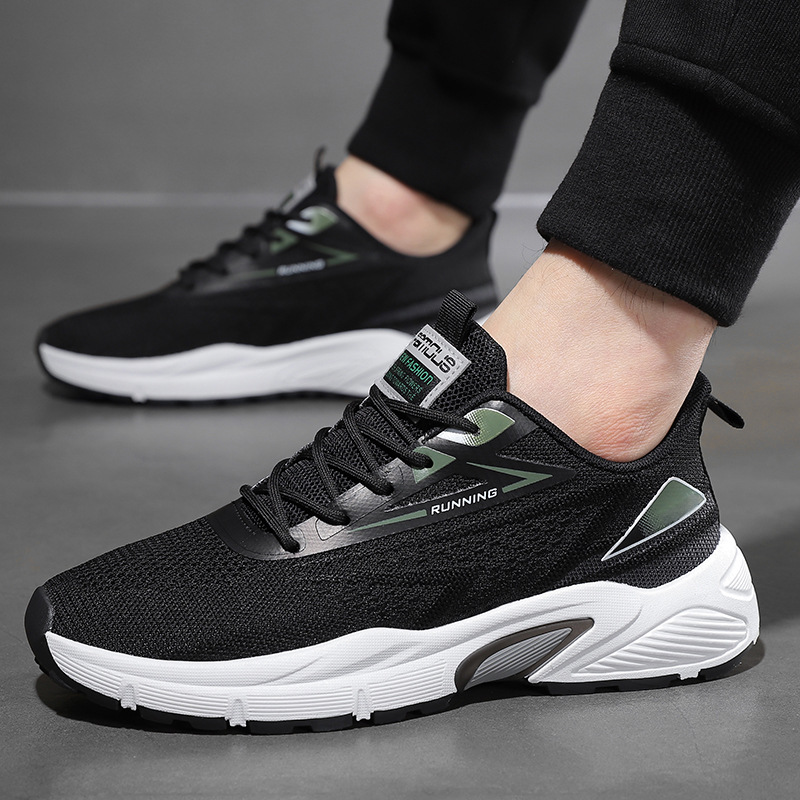 Summer New Flying Woven Mesh Shoes Men's Breathable Lightweight Thin All-match Fashionable Thick-soled Sports Casual Running Shoes for Men - 2