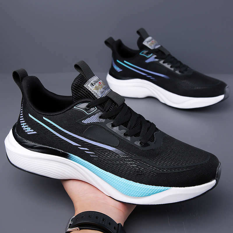 Men's Shoes 2024 Summer New Mesh Shoes Men's Breathable Lightweight Thin Trendy Shock Absorbing Running Sports Casual Shoes - 2