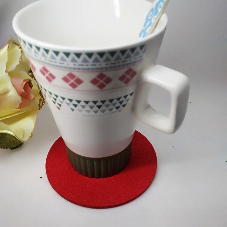 Creative Cloud Felt Coaster Round Insulation Absorbent Felt Dining Mat Cushioning Non-slip Dining Mat Printable Logo - 3