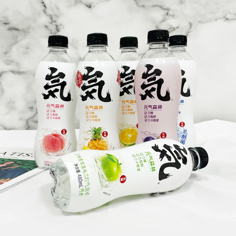 Qi forest soda bubble water drink whole box wholesale white peach pineapple grape multi-flavor net red soda drink - 3