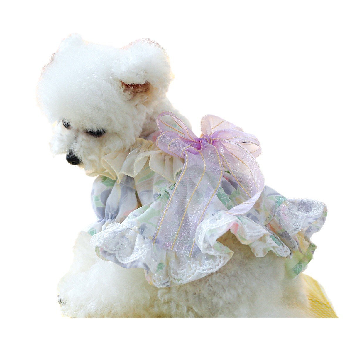 Pet Clothes Dog Cat Clothing Clothing Wholesale Spring and Summer Princess Dress Cute Lace Bow Midsummer Flower Dress - 4
