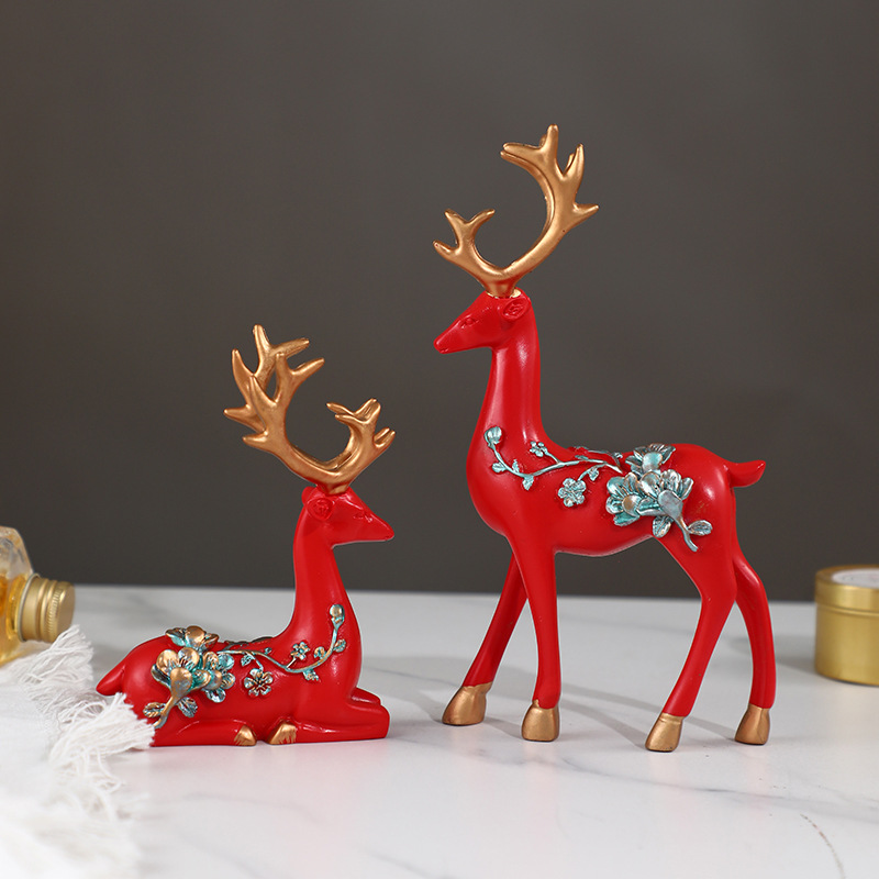 Creative Sika Deer Ornaments Modern Living Room TV Cabinet Home Decorations New House Housewarming Wedding Gift for Newlyweds - 1
