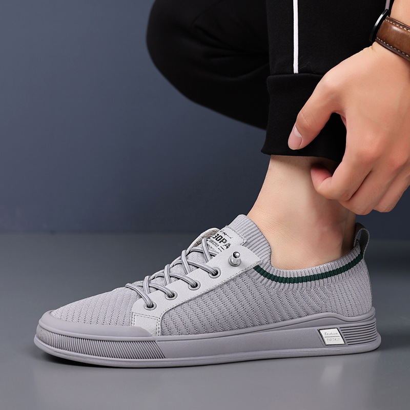 Men's Shoes Summer New Flying Woven Mesh Shoes Men's Breathable Lightweight Thin Lazy Slip-on Trendy Sports Casual Shoes - 1